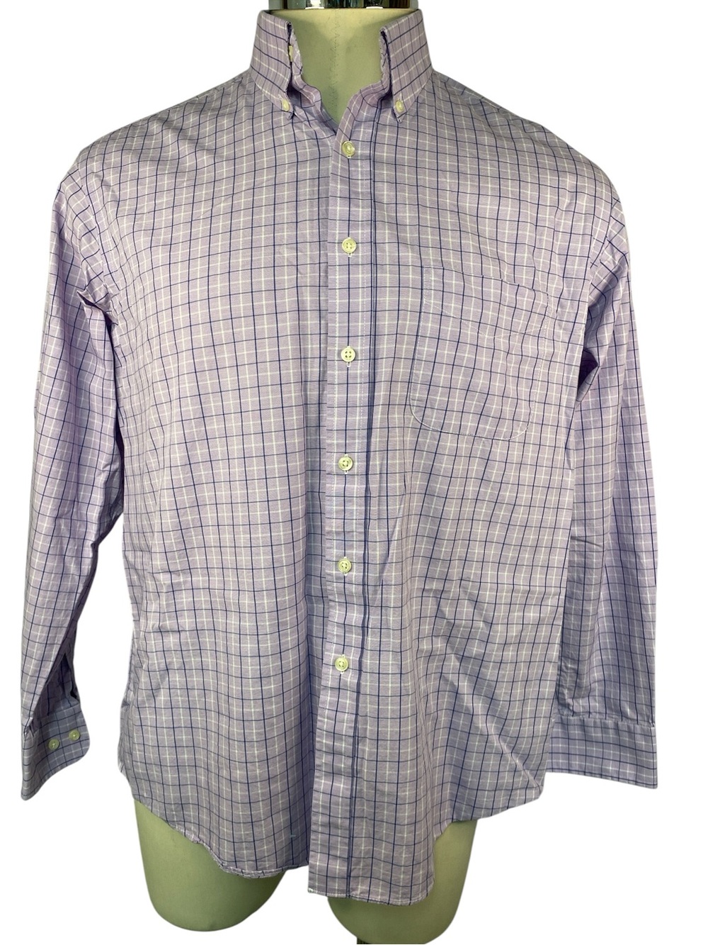 Club Room Lavender Plaid Button-Down Dress Shirt Men’s 16 1/2-34/35